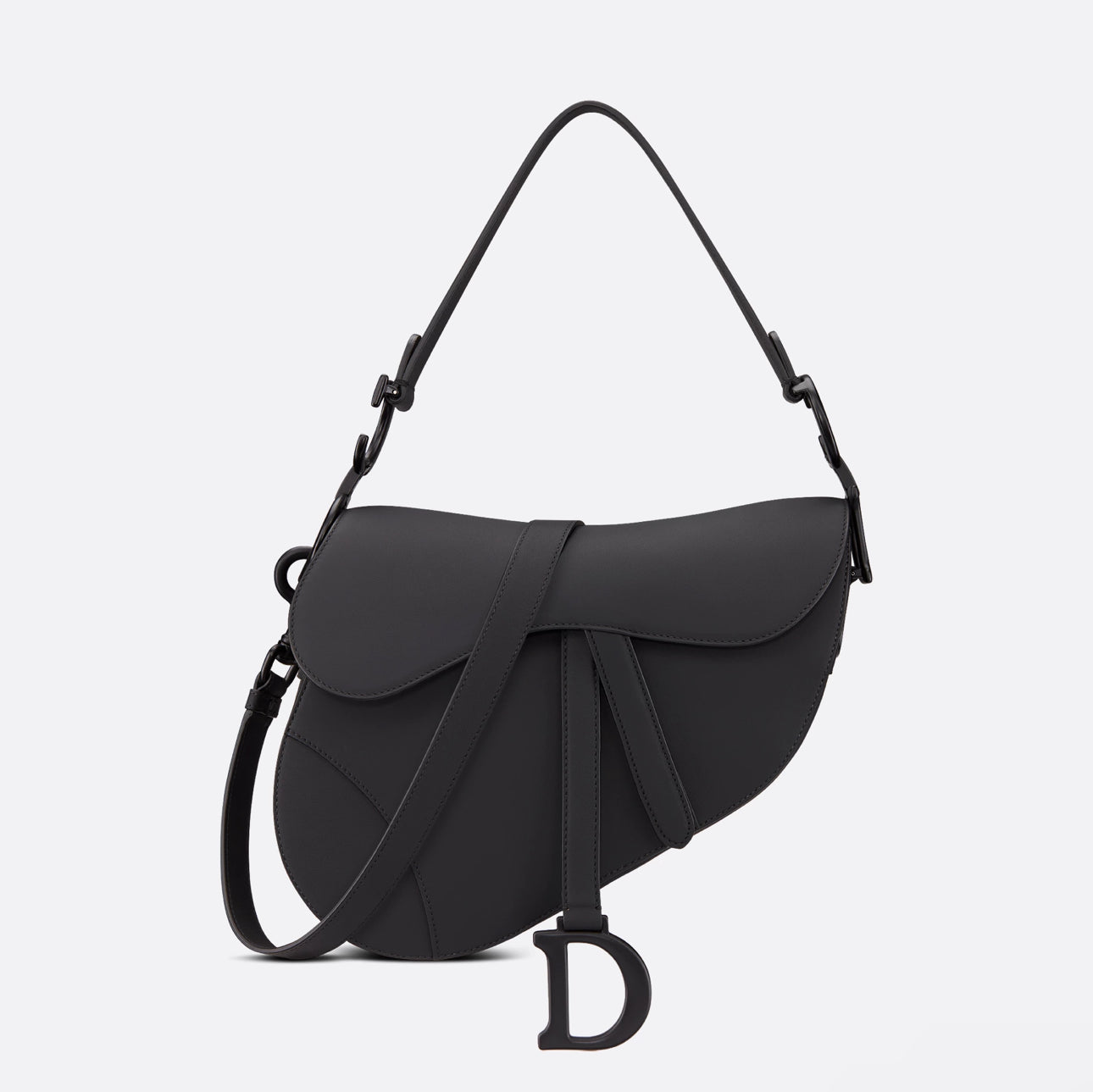 Black Saddle Bag With Strap